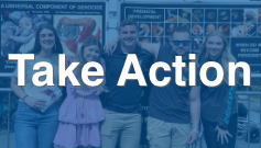 Group of people participating with CBR with words overlaid that say Take Action.